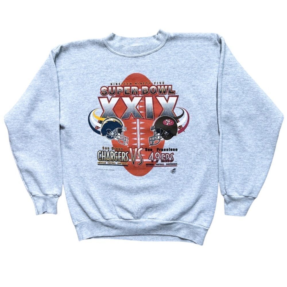 San Diego Chargers SF 49ers Super Bowl 1995 Ravens Tultex Sweatshirt (XL fits M)